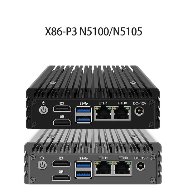 SynthDisk  X86 P1-P6 Ultra Mini Router DDR5 4800MHZ Firewall PC 2X I226-V 2.5G LAN（Free 2.5-inch two-slot 3D case+Send Two SATA Cables）
